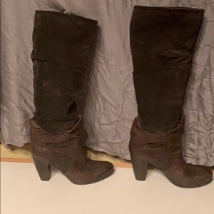 Designer Suede and Leather boot with heel